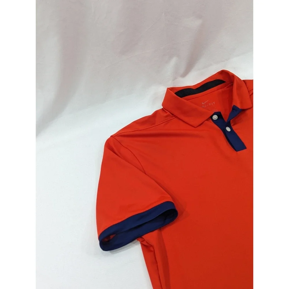 Nike  Dri‎ Fit Mens M Polo Shirt Orange Swoosh Logo Embroider Poipu Bay Golf